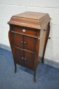 AN EARLY 20TH CENTURY GEISHA WIND UP GRAMOPHONE, in a mahogany case, width 44cm x depth 49cm x