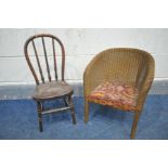 A 20TH CENTURY DOLLS HOOP BACK CHAIR, and a Lloyd loom dolls chair (2)