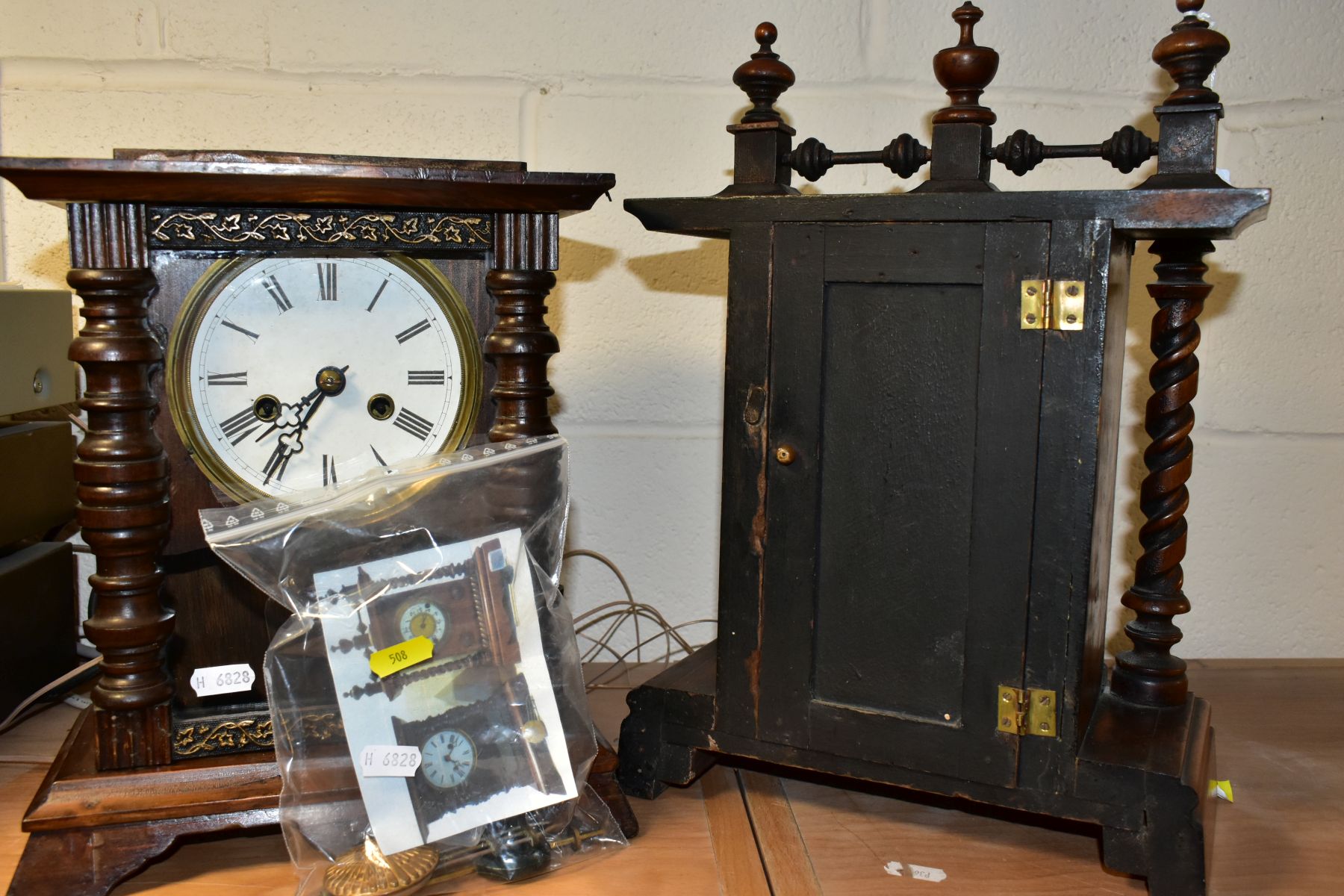 TWO EARLY 20TH CENTURY MANTLE CLOCKS, one marked The United Clock Co Limited Birmingham, with Arabic - Image 6 of 15