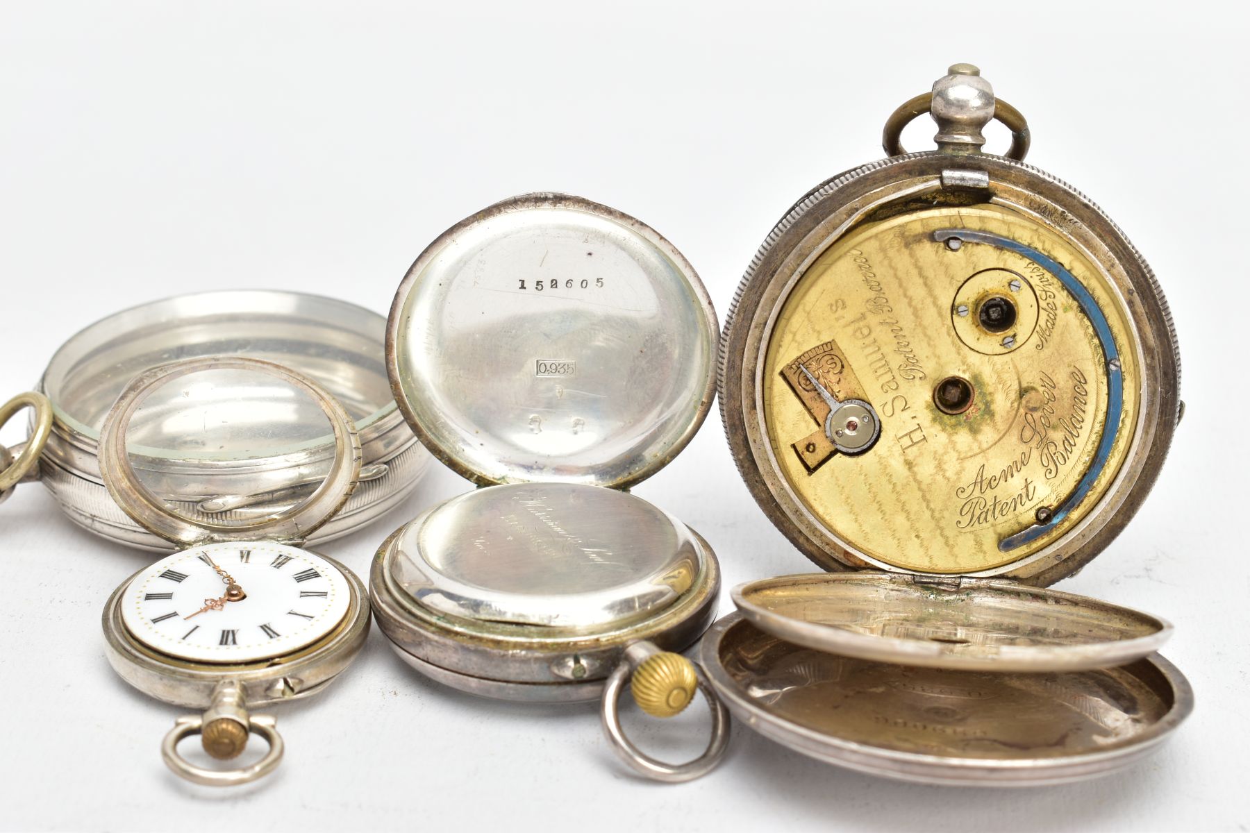 TWO OPEN FACE POCKET WATCHES, A POCKET WATCH CASE AND A SMALLER LADYS POCKET WATCH, to include a - Image 3 of 4
