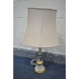 A FRENCH STYLE MARBLE AND GILT TABLE LAMP, height to fitting 44cm (condition:-repair to section of