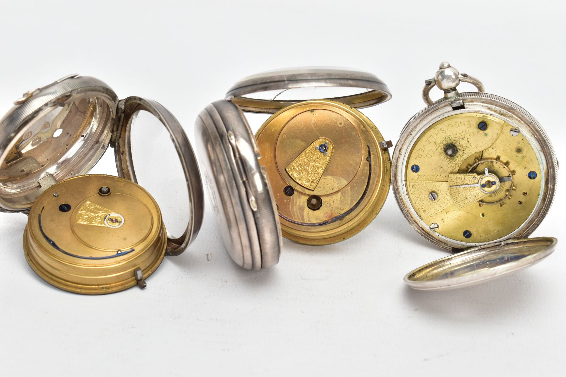 THREE SILVER OPENFACE POCKET WATCHES, the first with a round cream dial signed 'Improved Patent', - Image 5 of 8