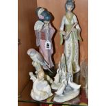 A GROUP OF LLADRO, NAO ETC, comprising Lladro Timid Japanese/Chrysanthemum Geisha no4990 designed by