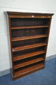 A MAHOGANY OPEN BOOKCASE, with five adjustable shelves, width 97cm x depth 37cm x height 146cm (