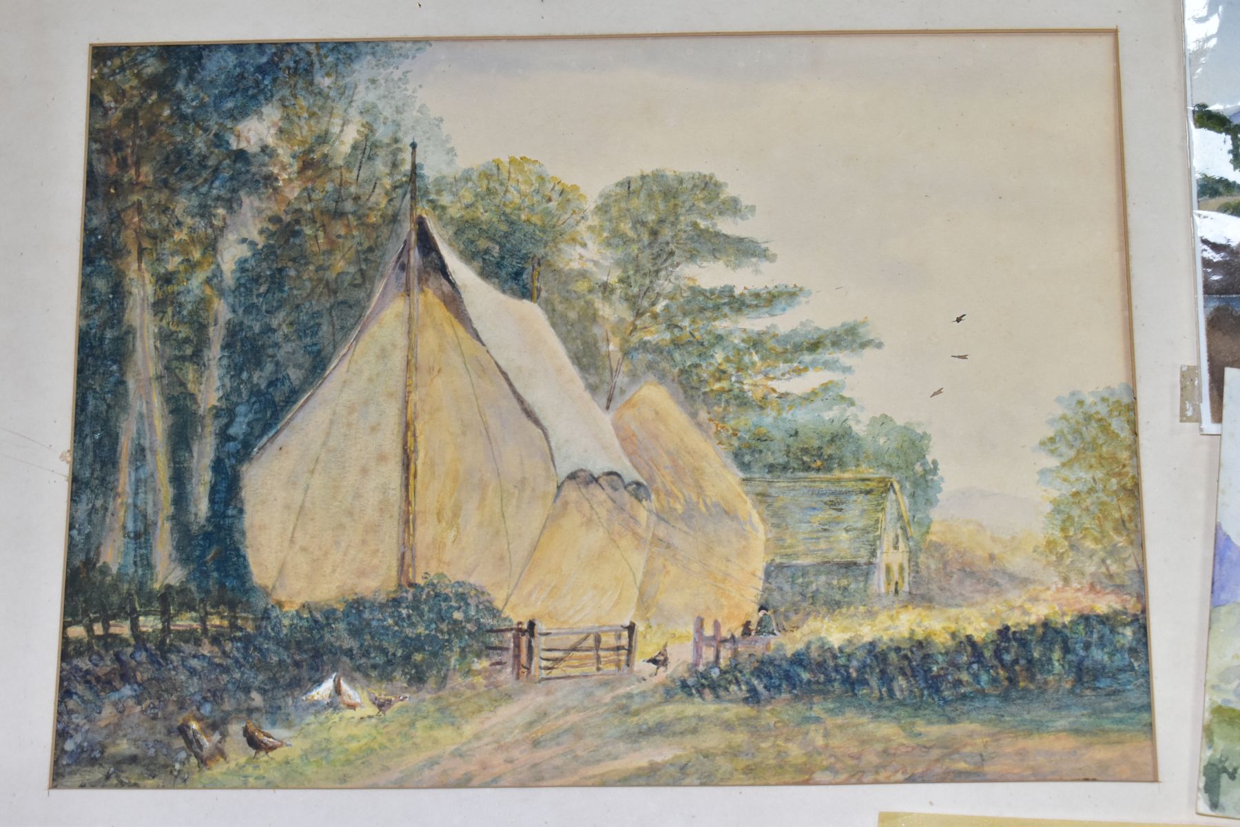 WATERCOLOUR PAINTINGS ETC, TO INCLUDE RICK FORD, haystacks covered with canvas, signed verso, size - Image 3 of 5