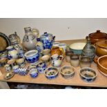 A QUANTITY OF SALT GLAZED STONEWARE AND OTHER CERAMIC WARES, to include approximately forty six