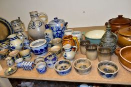 A QUANTITY OF SALT GLAZED STONEWARE AND OTHER CERAMIC WARES, to include approximately forty six