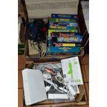 TWO BOXES OF COMPUTER EQUIPMENT AND GAMES, including a Nintendo Wii console, two Wii controllers,