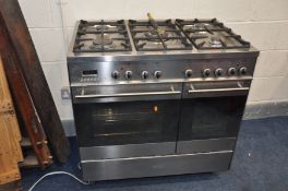 A CDA CD9002SS TWIN CAVITY DUAL FUEL RANGE COOKER in a stainless steel finish 90cm wide along with a