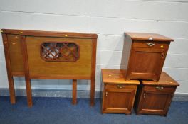 THREE OAK SINGLE DRAWER BEDSIDE CABINETS, width 48cm x depth 38cm x height 57cm together with a pair