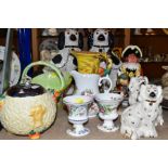 A GROUP OF CERAMICS, to include a pair of Royal Doulton spaniels, with printed and impressed marks