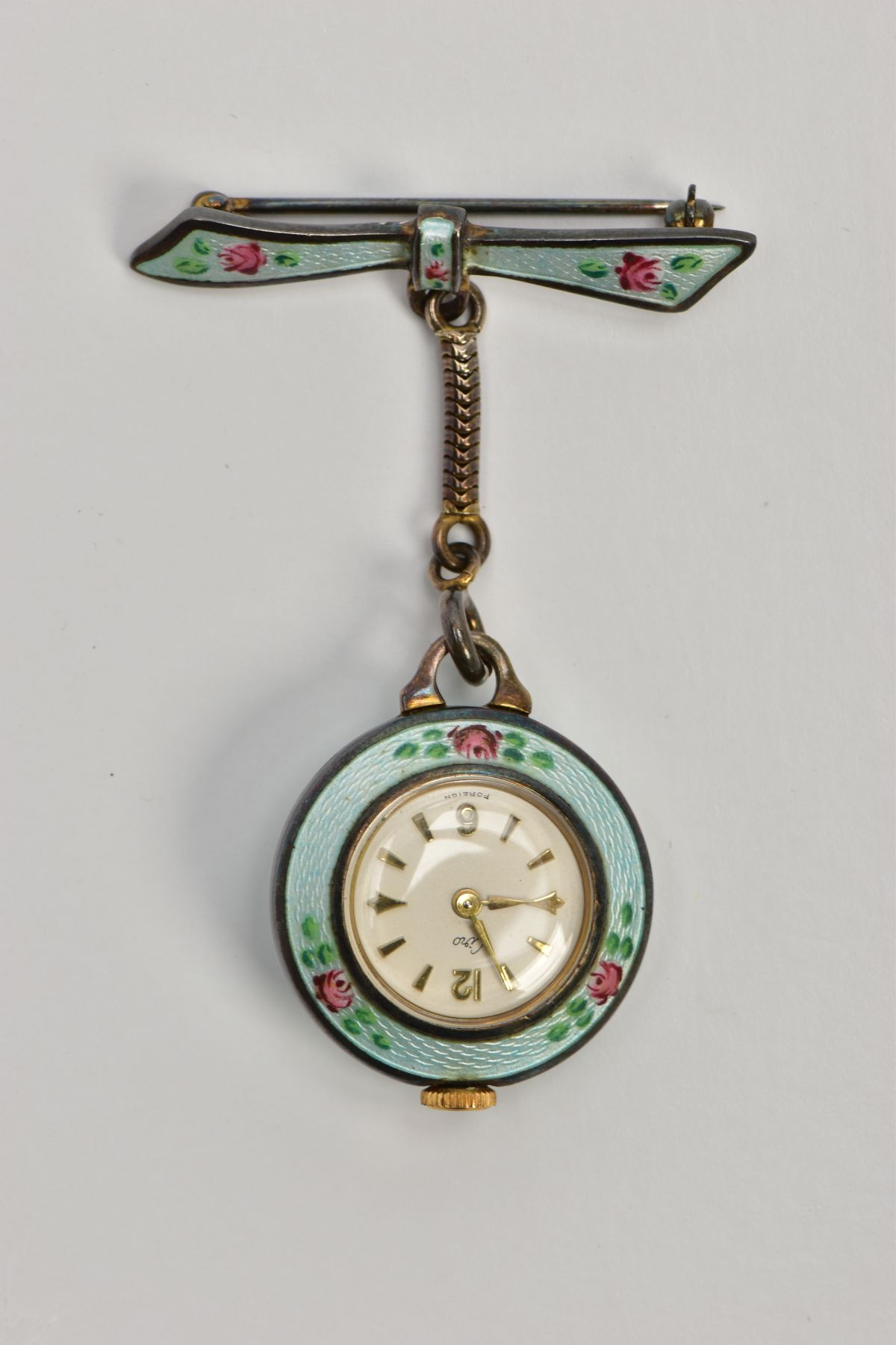 A GUILLOCHE ENAMEL 'CIRO' FOB WATCH, round white dial signed 'Ciro' Arabic twelve and six