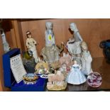 A SMALL GROUP OF ORNAMENTAL ITEMS, comprising three Lladro figures of women and girls, 'Rabbit's