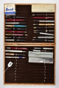 TWENTY FOUR VINTAGE AND MODERN FOUNTAIN PENS BY PARKER , MONT BLANC, WATERMANS AND SHEAFFER in a