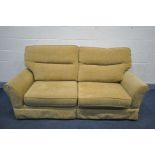 A G PLAN GOLD UPHOLSTERED TWO SEATER SETTEE, length 200cm