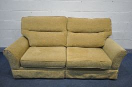 A G PLAN GOLD UPHOLSTERED TWO SEATER SETTEE, length 200cm