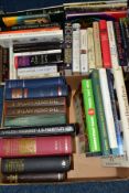 BOOKS, approximately forty-five titles in two boxes to include works of fiction (John Grisham,