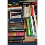 BOOKS, approximately forty-five titles in two boxes to include works of fiction (John Grisham,