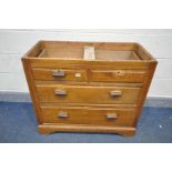 AN EDWARDIAN SATINWOOD CHEST OF FOUR DRAWERS, width 92cm x depth 45cm x height 78cm (condition:-