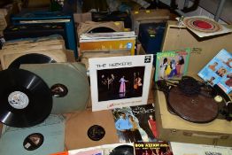 RECORD PLAYER & RECORDS, a Decca Model T Portable Record Player and a large collection of 33rpm,