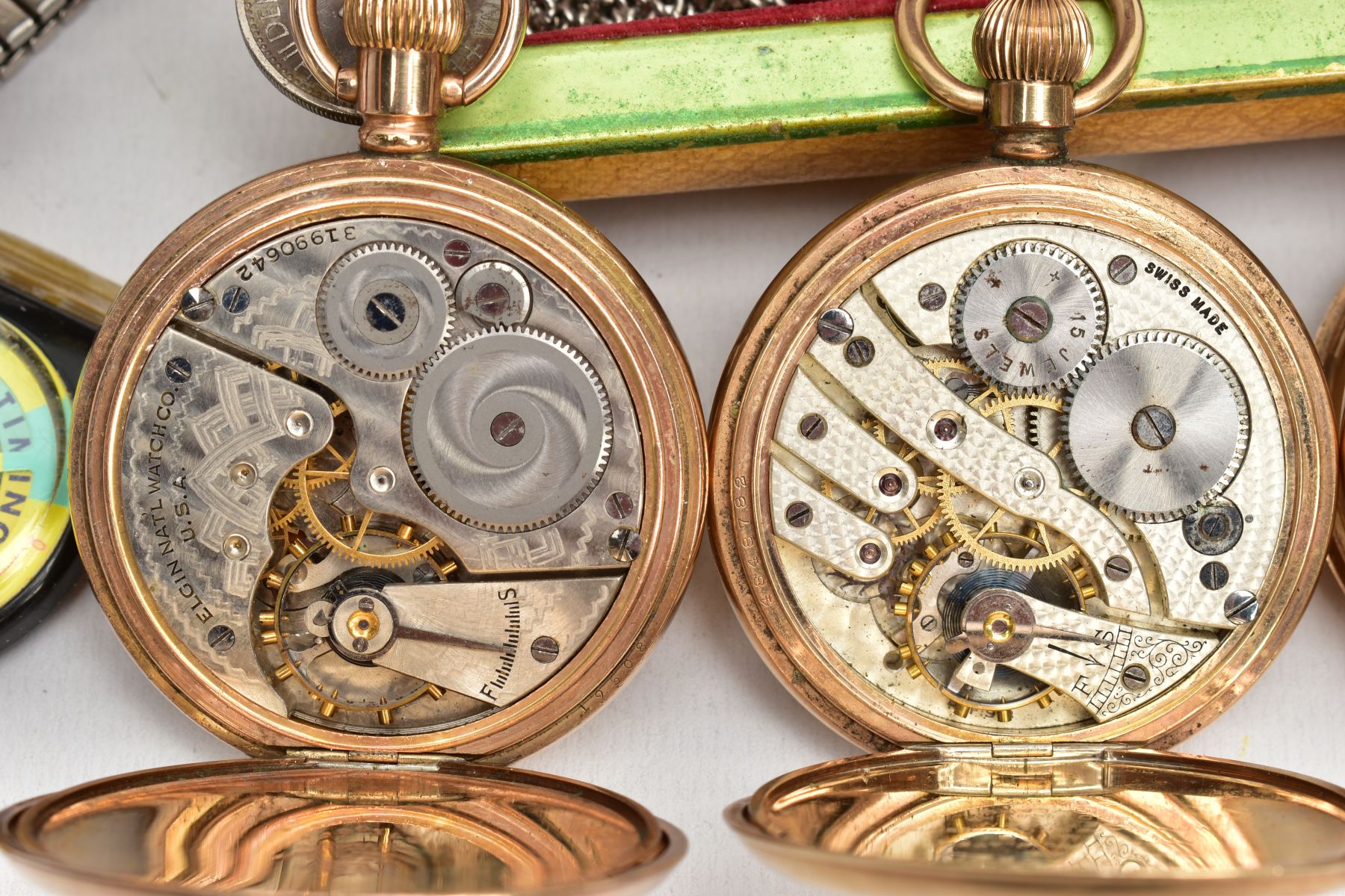 AN ASSORTMENT OF WATCHES AND COINS, to include three gold plated pocket watches all with white faces - Image 6 of 7