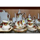 A COLLECTION OF ROYAL ALBERT OLD COUNTRY ROSES TEA AND COFFEE WARES, comprising a tea pot and cover,