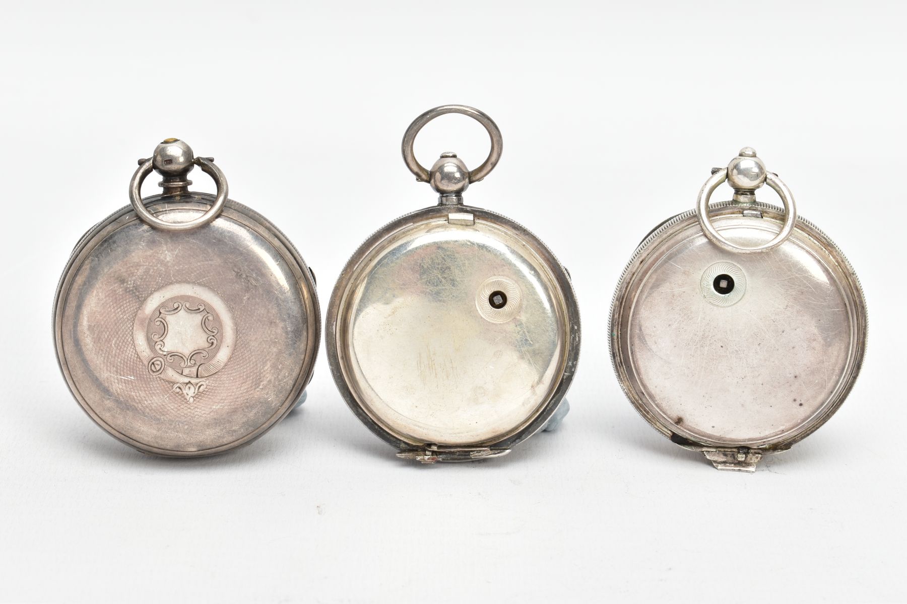 THREE SILVER OPENFACE POCKET WATCHES, the first with a round cream dial signed 'Improved Patent', - Image 2 of 8