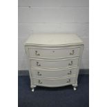 AN OLYMPUS CREAM FRENCH CHEST OF FOUR DRAWERS, width 78cm x depth 48cm x height 90cm (glass top)
