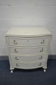 AN OLYMPUS CREAM FRENCH CHEST OF FOUR DRAWERS, width 78cm x depth 48cm x height 90cm (glass top)