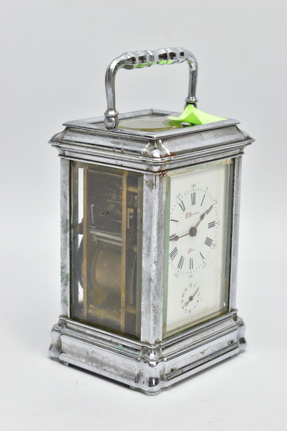 A FRENCH CARRIAGE CLOCK, featuring a white dial signed 'J.Bennett, Paris', Roman numerals, smaller - Image 2 of 8
