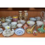 A GROUP OF JAPANESE/CHINESE TEA WARES, VASES ETC, to include a late 18th Century hand painted