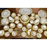 AN EIGHTY NINE PIECE COALPORT LADY ANNE DINNER SERVICE, with tooled gilt bands around scrolling