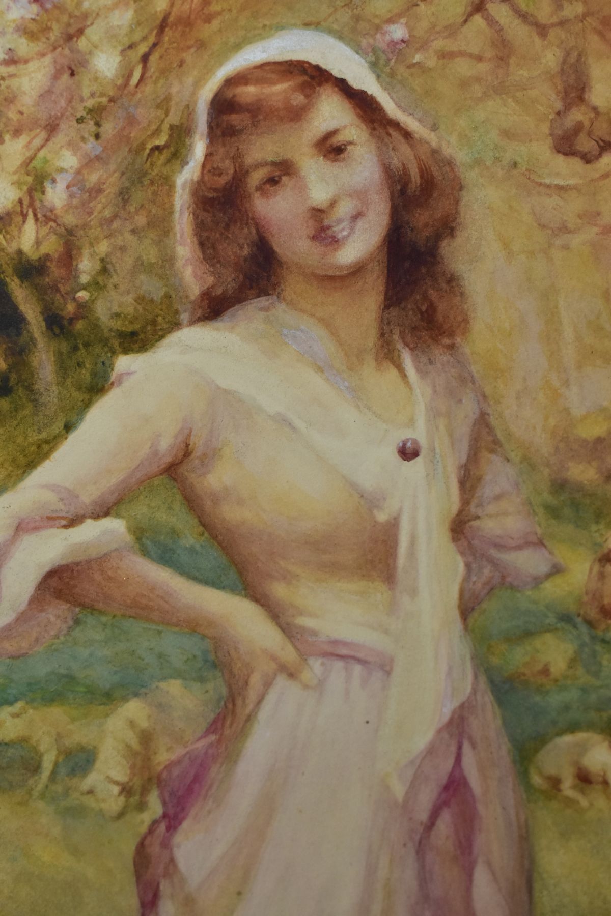 WALTER HERBERT ALLCOTT (1880-1951) 'SPRING, STUDY FOR PICTURE', a three-quarter length portrait of a - Image 3 of 8