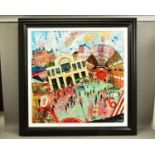 RICHARD BUREL (FRANCE 1974) 'COVENT GARDEN MARKET', a colourful London scene, signed bottom right,