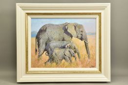 TONY FORREST (BRITISH 1961) 'FAMILY GATHERING', a signed limited edition print of elephants, 6/195