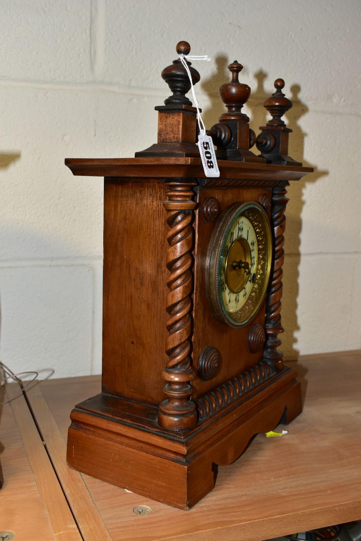 TWO EARLY 20TH CENTURY MANTLE CLOCKS, one marked The United Clock Co Limited Birmingham, with Arabic - Image 5 of 15