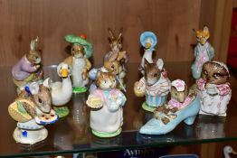 TWELVE BESWICK BEATRIX POTTER FIGURES, all BP-3b backstamps, comprising 'Cottontail', 'Foxy