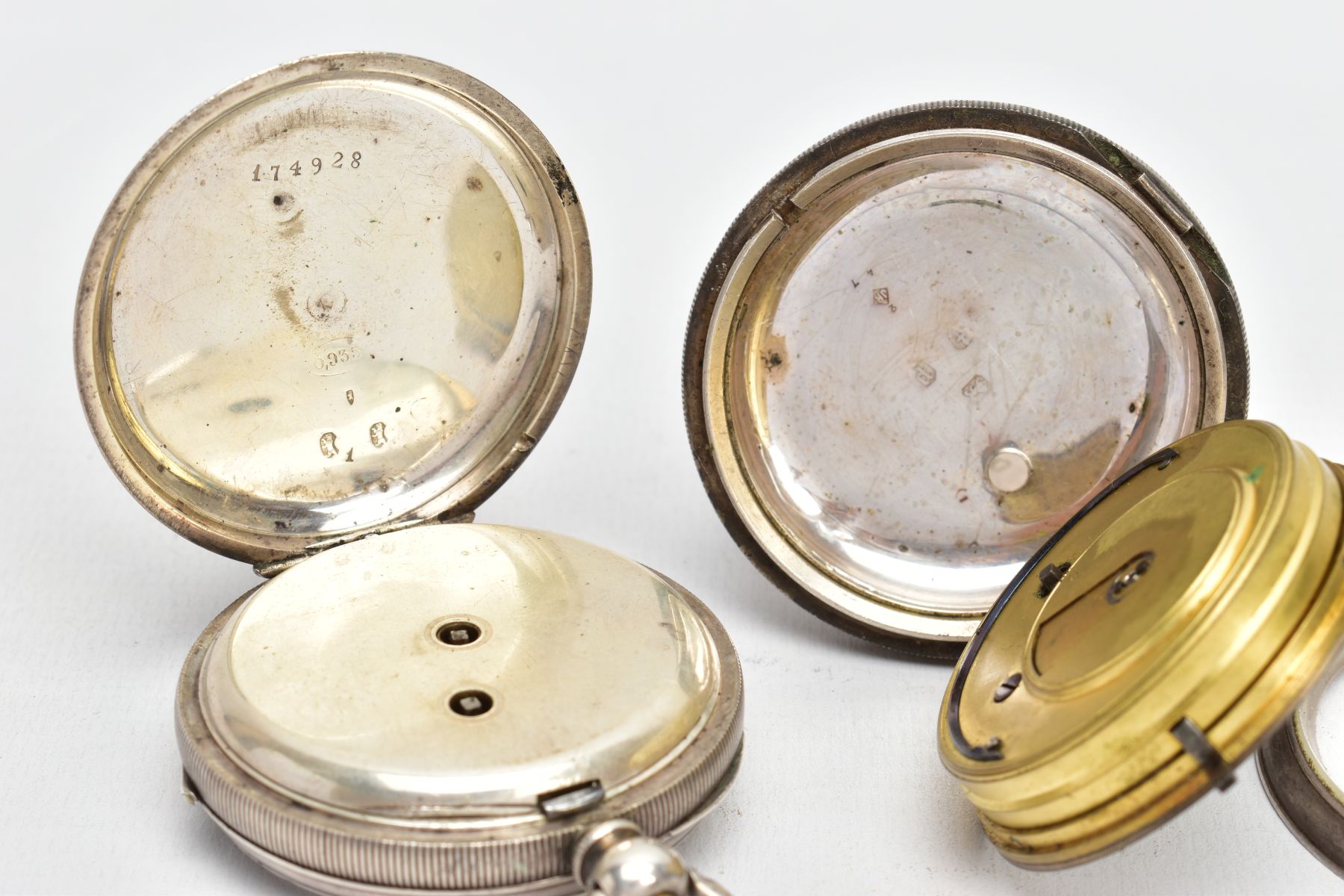 TWO SILVER OPEN FACE POCKET WATCHES, the first with a round white dial signed 'The ACME Samuel, - Image 4 of 5