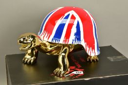 DIEDERIK VAN APPLE (DUTCH 1985) 'UNION JACK GOLDEN PEACE TURTLE', a limited edition sculpture 108/