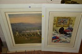 SIR ALFRED MUNNINGS (1878-1959) TWO OPEN EDITION PRINTS 'The Belvoir Hounds Exercising' and 'Black