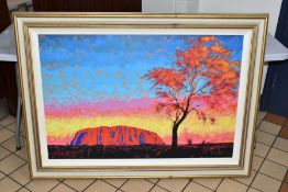 ROLF HARRIS (AUSTRALIAN 1930) 'ULURU SURPRISE SUNSET SHOWER', limited edition print of an Australian