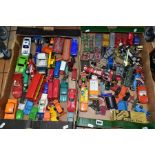 A QUANTITY OF UNBOXED AND ASSORTED PLAYWORN DIECAST AND PLASTIC VEHICLES, to include Budgie,