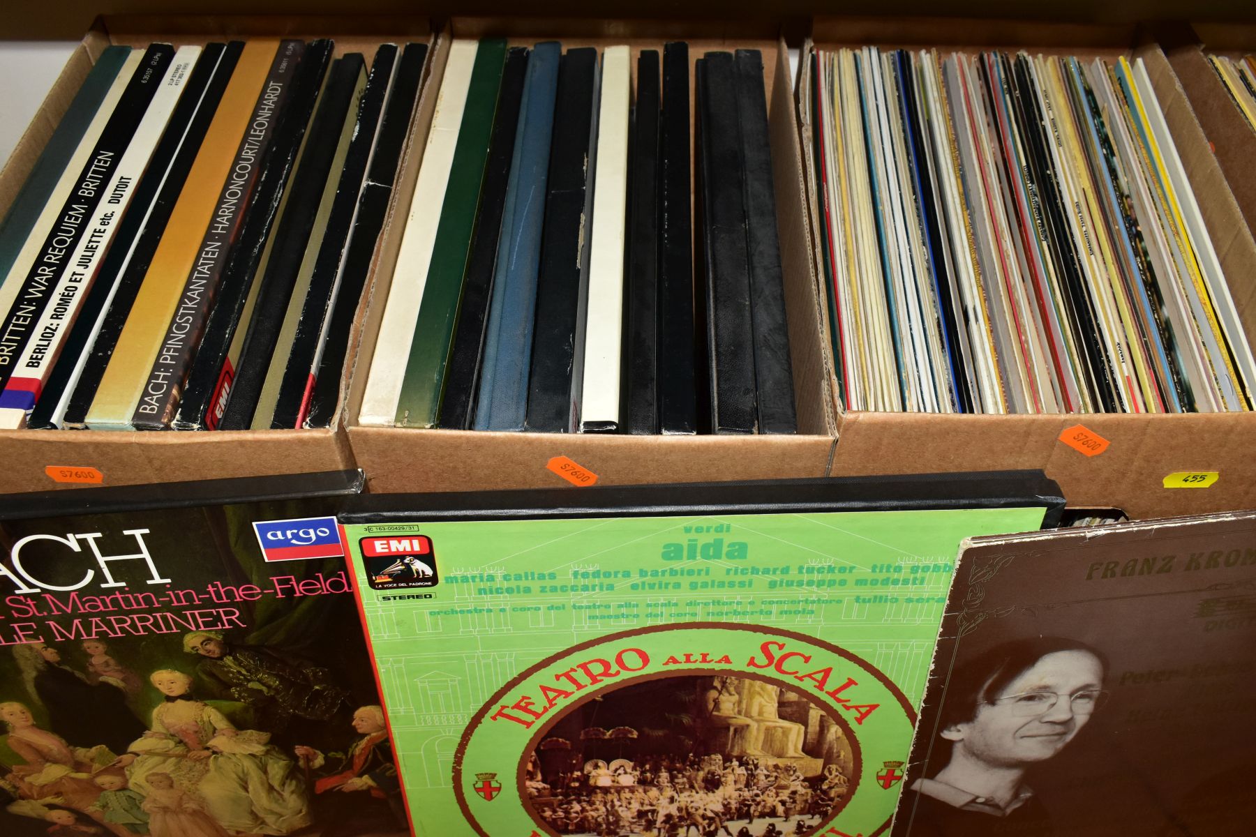 SEVEN BOXES OF LP RECORDS, approximately 150+, to include composers Bach, Beethoven, Britten, Mozart - Image 2 of 3