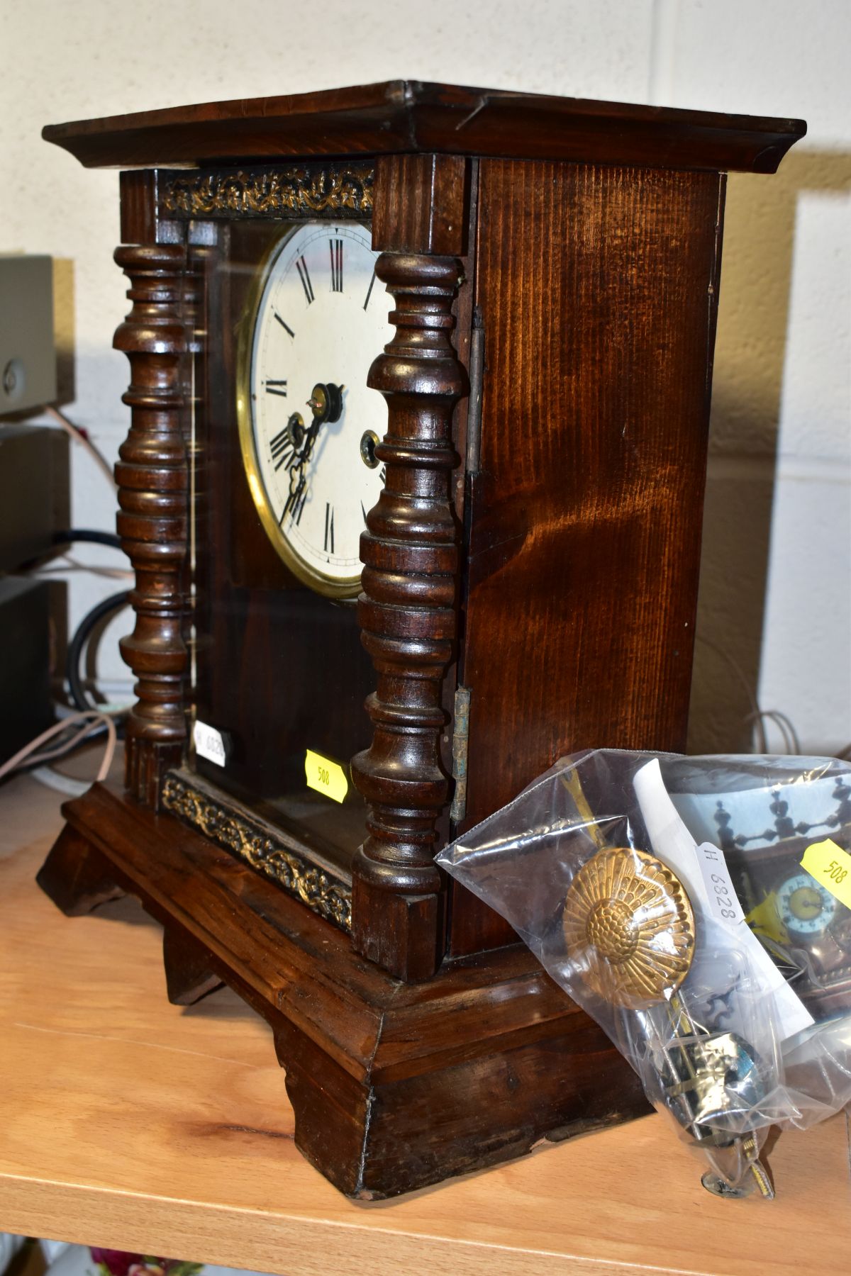 TWO EARLY 20TH CENTURY MANTLE CLOCKS, one marked The United Clock Co Limited Birmingham, with Arabic - Image 12 of 15