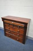 A VICTORIAN STAINED MAHOGANY SCOTTISH CHEST OF DRAWERS, width 122cm x depth 54cm x height 105cm (