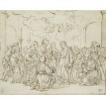 Attributed to Pietro da Cortona, Italian 1596-1669- The Presentation at the Temple; pen and brown