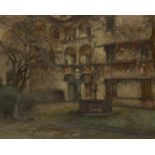 Vittorio Cavalleri, Italian 1860-1938- View of a courtyard; oil on canvas, signed and dated 08,