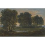Circle of Benjamin West PRA, American/British 1738-1820- Arcadian landscape at sunset;