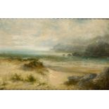 William Langley, British 1852-1922- Coastal landscapes with sand dunes; oils on canvas, a pair, both