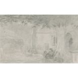 Attributed to Albert Goodwin RWS, British 1845-1892- Amberley Church; pencil, bears inscription to